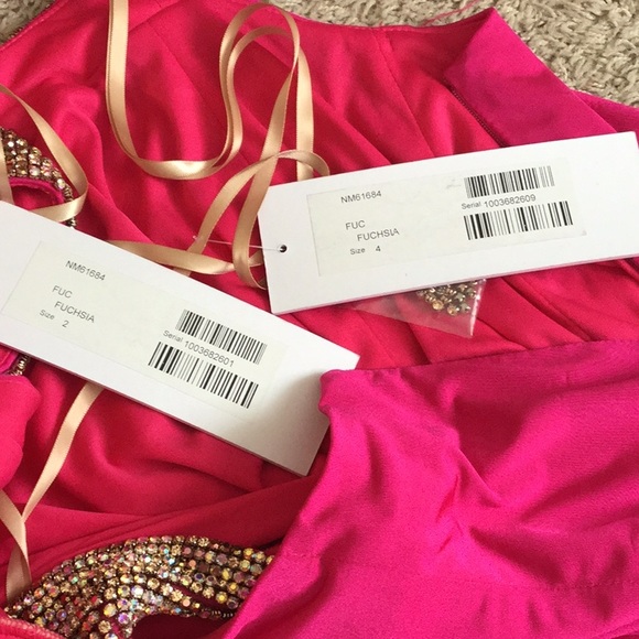 Hot Pink Plunging Neckline Open Back Gown NM61684 - Picture 8 of 8